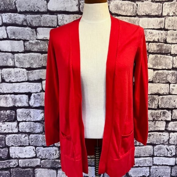 J. Jill Sweaters - J. Jill Red Long Sleeve No Close Cardigan Sweater Size XS
